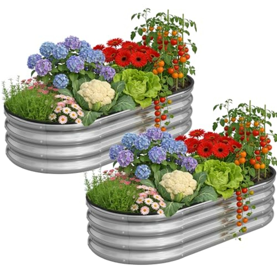 Raised Garden Bed - Jardinera Elevada Ovalada Grande de Metal